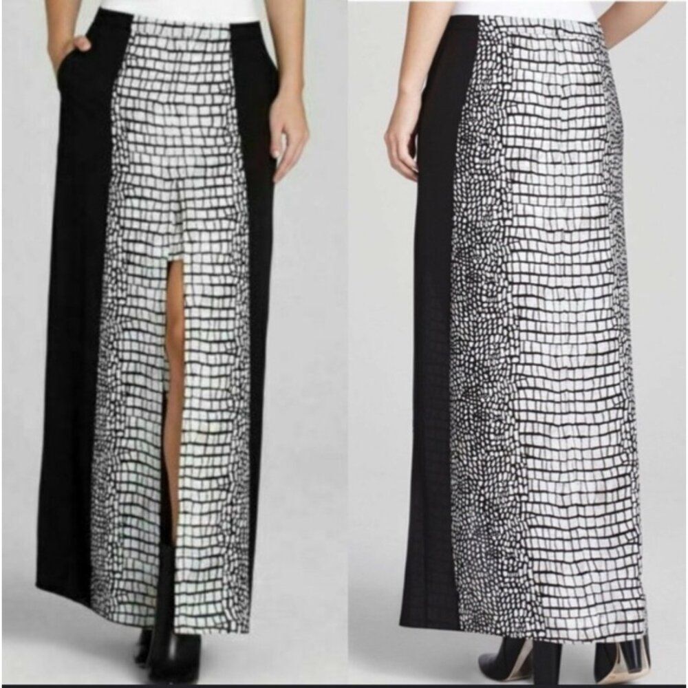 Carmen Marc Valvo Women Black White Mini With Maxi Overlay Combo Skirt Size 6